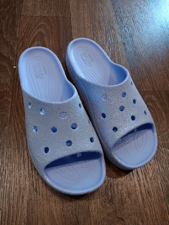 CROCS Shoes - CROCS Classic Platform JELLY Glitter SLIDES in Moon Purple - WOMEN’S - Size W9